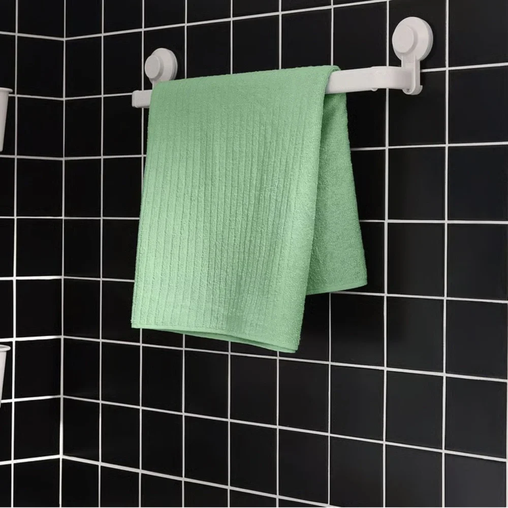 Light Green Ribbed Cotton Bath Towels - Set of 2